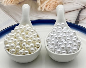 50/100/400pcs Imitation Pearl Beads, No Hole White Off White Acrylic Pearls,Resin Round Pearl Beads For DIY Craft Jewelry Making 3mm to 20mm