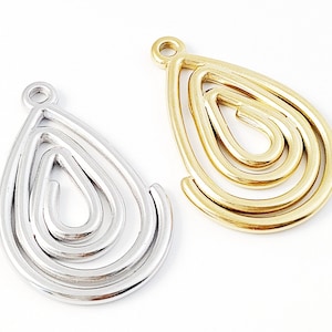 Stainless Steel Teardrop Charm, Teardrop Pendant, Gold Plated Wire Drop Earring Charm, Stainless Steel Findings 19x29mm