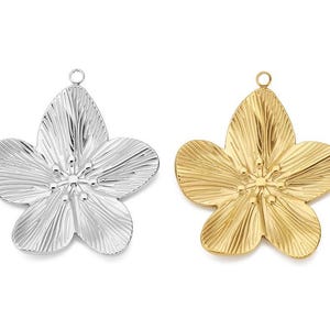 5 breloques fleurs en acier inoxydable, pendentif fleur, pendentif fleur cinq pédales en or, accessoires en acier inoxydable 31 mm
