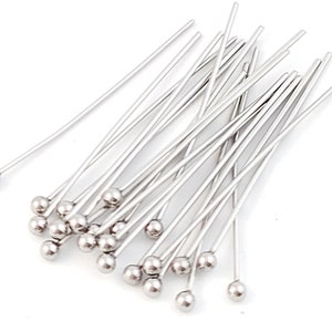 100pcs Stainless Steel Ball Pins, Ball End Head Pin, Multiple Size, Steel Pins For Jewelry Making DIY Supplies 16/20/25/30/35/40/45/50mm