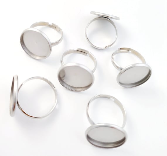 10pcs Stainless Steel Ring Blanks, Ring Base, Open Ring Settings