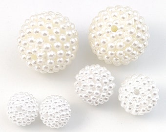 10/20/50pcs Imitation Pearl Beads, White Off White Acrylic Pearls, Resin Round Pearl Beads For DIY Craft Jewelry Making 10mm to 30mm