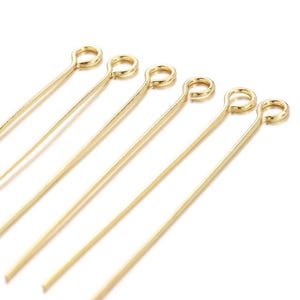 100pcs Stainless Steel Eye Pins, Gold Head Pin, Multiple Size Steel Pins For Jewelry Making DIY Supplies 16/20/25/30/35/40/45/50mm