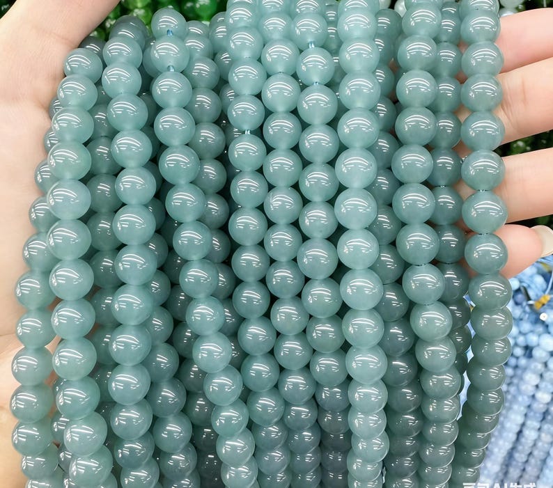 1 Full Strand Semi Precious Loose Stone Beads, Blue Chalcedony Gemstone Beads for DIY Jewelry Making 4mm 6mm 8mm 10mm 12mm image 1