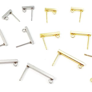 20pcs 316 Stainless Steel Barstick Ear Studs, Gold Earring Post, Square Bar Earring, DIY Jewelry Making Findings 10mm 15mm 20mm
