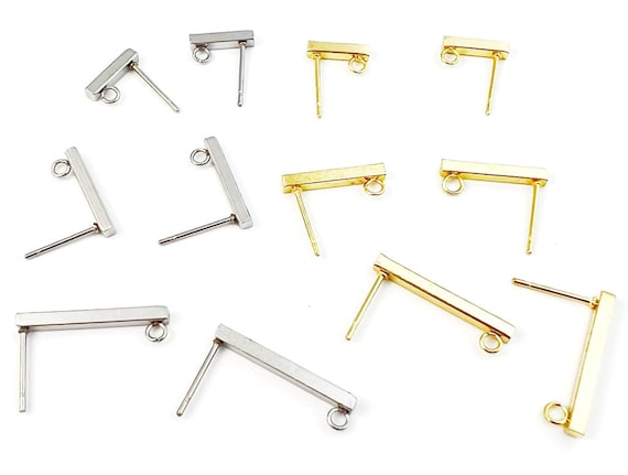 20pcs 316 Stainless Steel Barstick Ear Studs, Gold Earring Post, Square Bar Earring, DIY Jewelry Making Findings 10mm 15mm 20mm