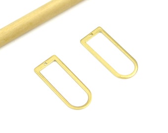 Brass Geometric Charms , Raw Brass D Shaped Pendant , Brass Long Oval Connector, Earring Findings , Jewelry Supplies 30x13x1mm