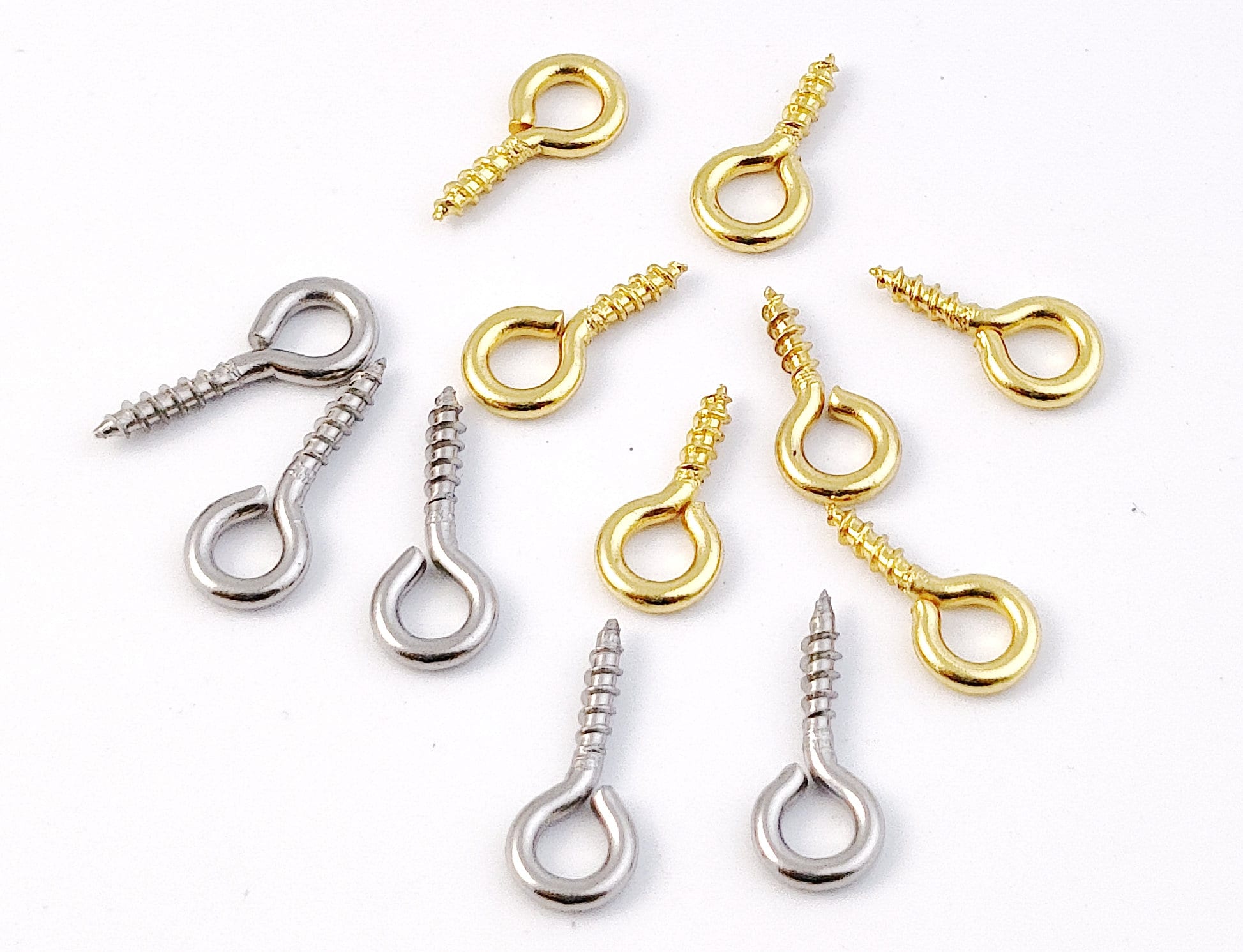 300Pcs Gold Stainless Steel Eye Pins Screw Hooks Eyepins for