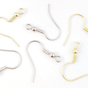 100 Stück Edelstahl Ohrhaken, Kugel und Spule Ohrring Haken, Gold Ohrhaken, Ohrhaken aus chirurgischem Stahl, DIY Schmuck Zubehör Zubehör 19mm