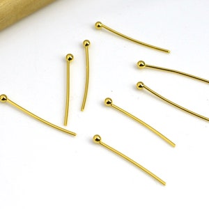 50pcs 20mm 24k Gold Ball Head Pins, Gold Plated Ball Pin, Brass Ball Head Pin , Needle Jewelry Findings