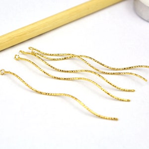 Brass Tassel Earring Charms - Brass Twist Bar Earring Pendant - 24K Real Gold Plating Brass Jewelry Findings 1x65mm