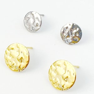 20pcs Stainless Steel Blank Earring Stud, Hammered Steel Ear Posts, Round Padd Stud Earring, DIY Jewelry Making 6mm 8mm 10mm 12mm