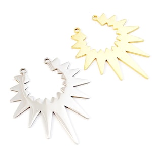 4pcs Stainless Steel Sun Charm, Sun Pendant, Sun Earring Charm, Gold Sun Necklace Charm Pendants Findings 38x33mm