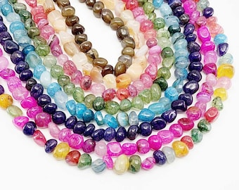 1 Strand Agate Stone Beads, Natural Irregular Shape Gemstone Beads, Cracked Agate Strand Bead, Bracelet Beads, DIY Craft Jewelry Making 10mm