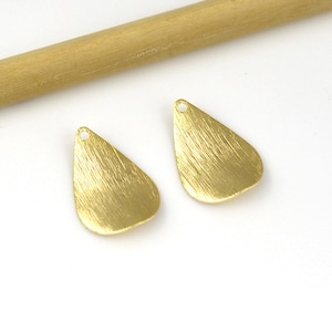 Brass Drop Charms - 24K Real Gold Plated Brass Textured Teardrop Pendant, Brass Brushed Teardrops, Jewelry Supplies 13x20mm