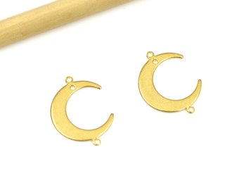 Brass Moon Charms , Pendentif Raw Brass Moon , Brass Moon Earring Findings , Brass Crescent Moon Connector , Fournitures de bijoux 22x17x1mm