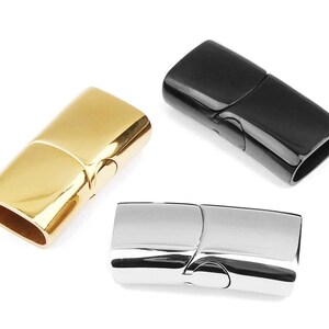 May include: Three magnetic clasps for jewelry making. The clasps are made of metal and come in gold, silver, and black.