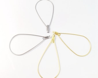 10st RVS Teardrop oorhaken, gouden oorbelhaken, Franse oordraadhaken, sieraden bevindingen 24x49mm