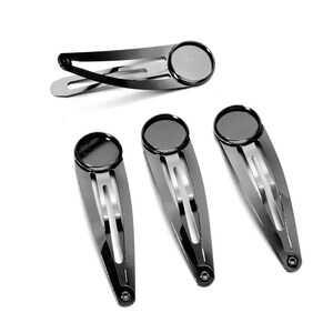 10pcs Hair Clips, Color Plated Hair Clip with Base Setting, Metal Hair Clip Cabochon Base, Black Plated Hair Pin, Bobby Pins 10-20mm Basemm Gun Black