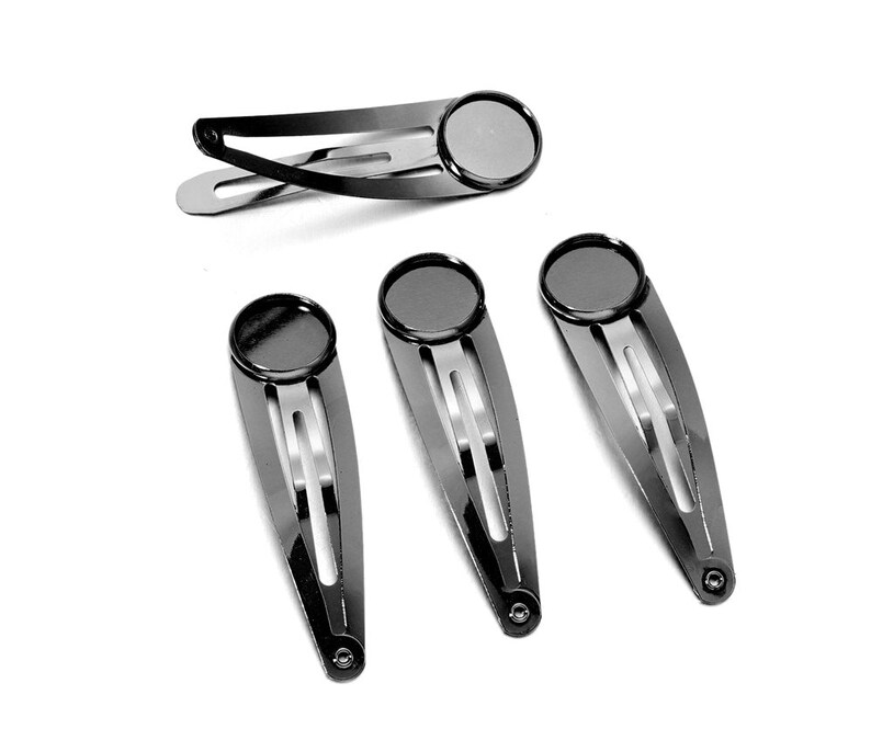 10pcs Hair Clips, Color Plated Hair Clip with Base Setting, Metal Hair Clip Cabochon Base, Black Plated Hair Pin, Bobby Pins 10-20mm Basemm Gun Black