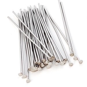 100pcs Stainless Steel Head Pins, Flat Head Pin, Bead Wire Pins, Steel Headpins For Jewelry Making DIY Supplies 20/25/30/35/40/45/50/60/70mm zdjęcie 2