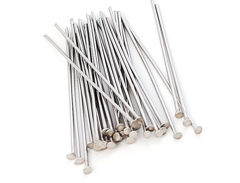 100pcs Stainless Steel Head Pins, Flat Head Pin, Bead Wire Pins, Steel Headpins For Jewelry Making DIY Supplies 20/25/30/35/40/45/50/60/70mm zdjęcie 2