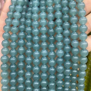 1 Full Strand Semi Precious Loose Stone Beads, Blue Chalcedony Gemstone Beads for DIY Jewelry Making 4mm 6mm 8mm 10mm 12mm image 2