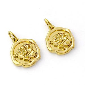 Breloque fleur en acier inoxydable, pendentif fleur, collier roses en or, pendentifs, pièces de bijoux 13 mm