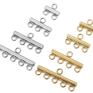Conjunto de 10 peças de conectores de aço inoxidável com argolas, ideais para colares, correntes e artesanato.