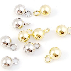 50pcs Stainless Steel Ball Beads, Round Ball Pendant, Round Chain End Beads, Stainless Steel Findings 3mm 4mm 6mm