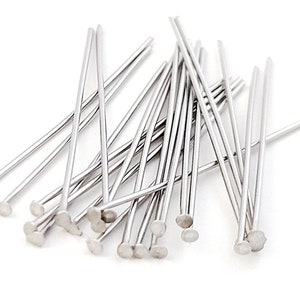 100pcs Stainless Steel Head Pins, Flat Head Pin, Bead Wire Pins, Steel Headpins For Jewelry Making DIY Supplies 20/25/30/35/40/45/50/60/70mm zdjęcie 1