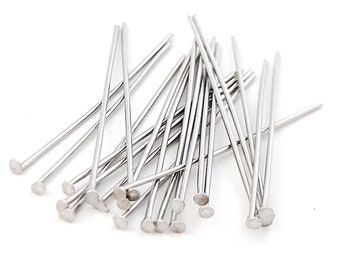 100pcs Stainless Steel Head Pins, Flat Head Pin, Bead Wire Pins, Steel Headpins For Jewelry Making DIY Supplies 20/25/30/35/40/45/50/60/70mm