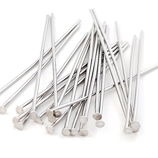 100pcs Stainless Steel Head Pins, Flat Head Pin, Bead Wire Pins, Steel Headpins For Jewelry Making DIY Supplies 20/25/30/35/40/45/50/60/70mm