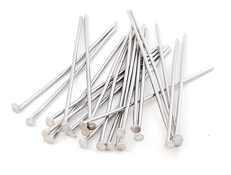 100pcs Stainless Steel Head Pins, Flat Head Pin, Bead Wire Pins, Steel Headpins For Jewelry Making DIY Supplies 20/25/30/35/40/45/50/60/70mm zdjęcie 1