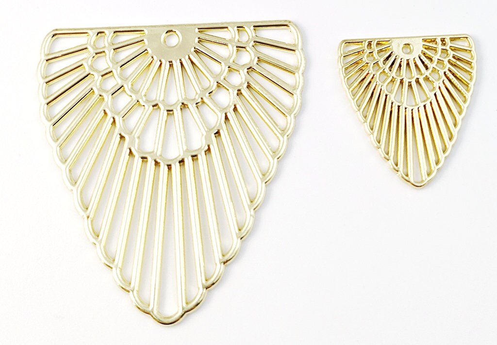 10pcs Triangle Charms, Gold Triangle Pendant, Alloy Fan Shape Earring Charms, Metal Geometric Necklace Pendant, DIY Findings Supplies