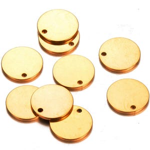 20 st. runda skivor i 316 rostfritt stål, berlock med ett hål, platta guldfärgade dime-pärlor, runda armbandsstämplar 6 mm 8 mm 10 mm 12 mm 15 mm 20 mm 25 mm