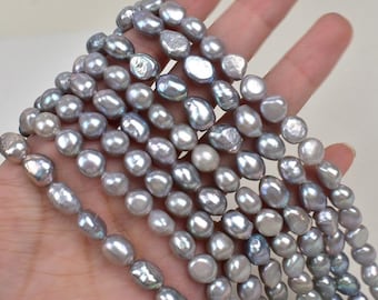 1 Strand 39cm Long Natural Gray Freshwater Pearls, Irregular Shape Pearl Bead, Pearl Necklace Accessories Loose Beads 8-9mm