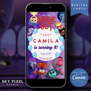 Editable Inside Out 2 (version 2) Birthday Invitation | Kids party Template | Invite in Canva | Instant Download