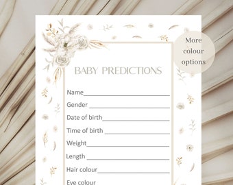 BDITSYPRED10 Baby Shower Spiel – Boho Regenbogen Vorhersagekarten Für Gewicht & Datum (10 Stück, A6)