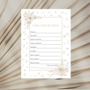 Cartes de prédiction de baby shower, cartes de prédiction de bébé, baby shower bohème, baby shower neutre, jeux de baby shower, souvenirs de bébé