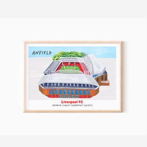 Liverpool Premier League Champions Print, Liverpool Winners Painting, Anfield Stadium Painting, Liverpool FC Poster, Liverpool Gift
