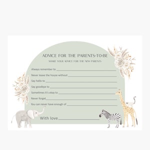 Cartes de conseils pour baby shower, jeu de baby shower, baby shower neutre, baby shower bohème, activité de baby shower, baby shower sur le thème des animaux,