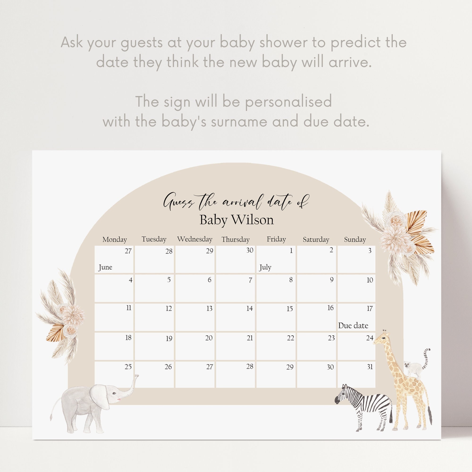 Guess the Arrival Date Sign Guess the Baby Due Date Calendar Etsy UK