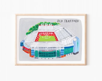 Manchester United Print, Old Trafford Print, Manchester United Gift, Old Trafford Painting, Man United Poster, Man Utd Gift, Manchester