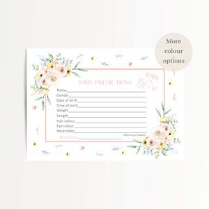 Cartes de prédiction de bébé, baby shower de bébé en fleurs, cartes de prédictions, jeux de baby shower, souvenir de bébé, baby shower de bébé en fleurs,