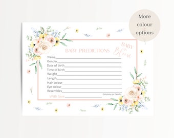 Baby prediction cards, baby in bloom baby shower, predictions cards, baby shower games, baby keepsake, baby in bloom baby shower,