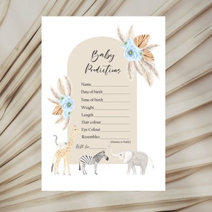 Cartes de prédiction de bébé, cartes de prédiction de baby shower, baby shower bohème, baby shower de garçon, jeu de baby shower, baby shower naturel