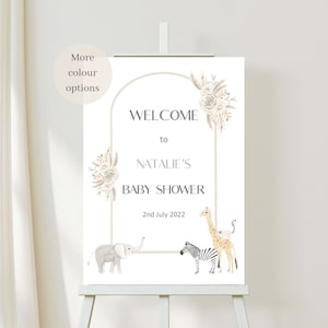 Boho baby shower welcome sign, baby shower sign, printed or digital sign for baby shower, gender neutral baby shower, greenery baby shower