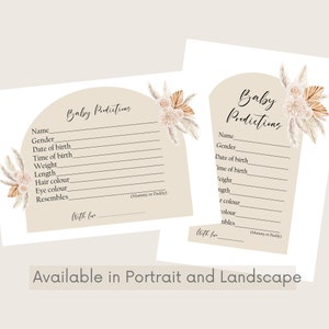 Cartes de prédiction de baby shower, cartes de prédiction de bébé, baby shower bohème, lot de 5, baby shower neutre, jeu de baby shower, baby shower naturel