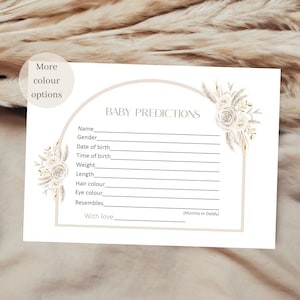 Cartes de prédiction de bébé, prédictions de baby shower, baby shower bohème, baby shower neutre, jeux de baby shower, non sexiste, souvenir de bébé